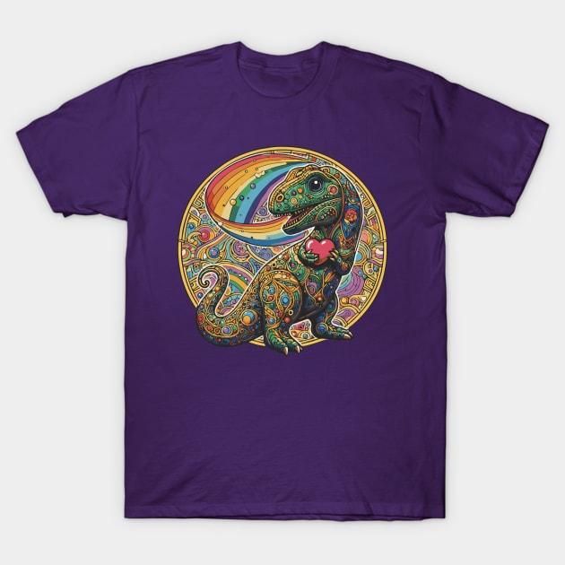 Valentines Day Dinosaur T-Shirt by Heartsake